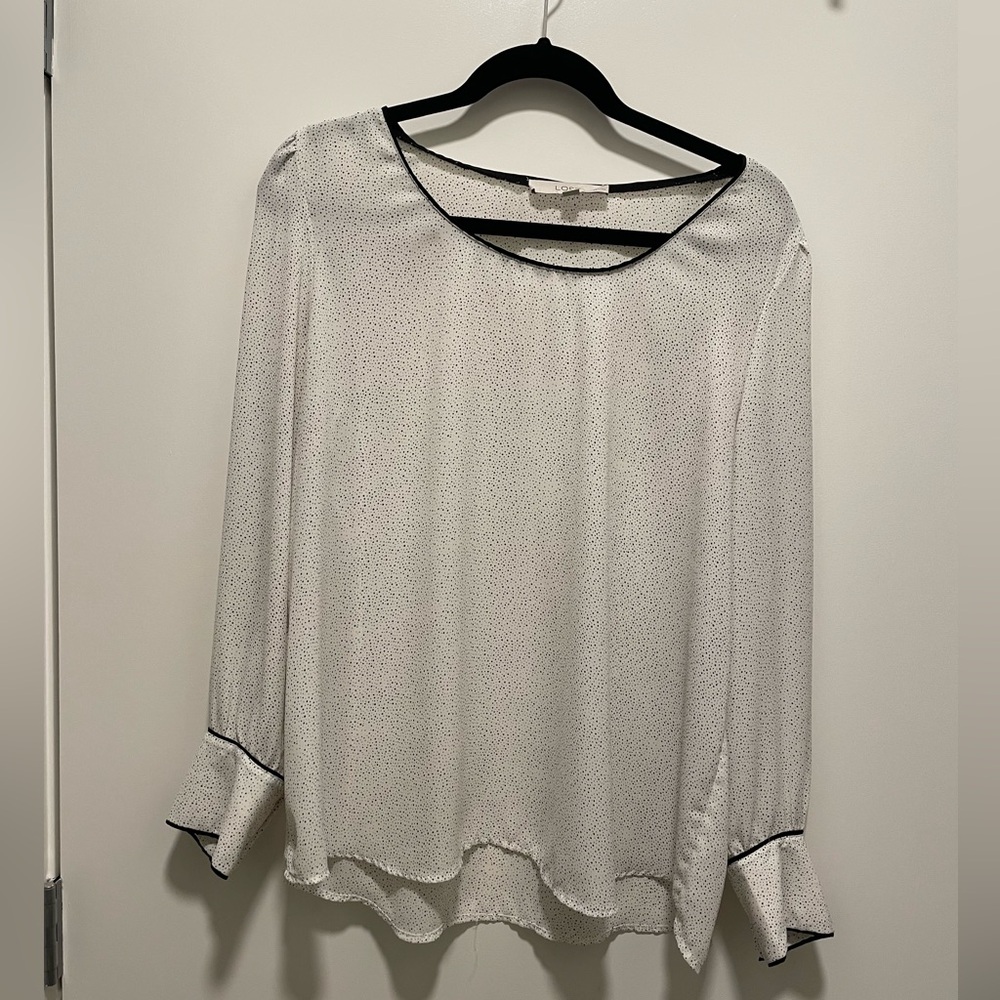 LOFT black and white spotted blouse petite